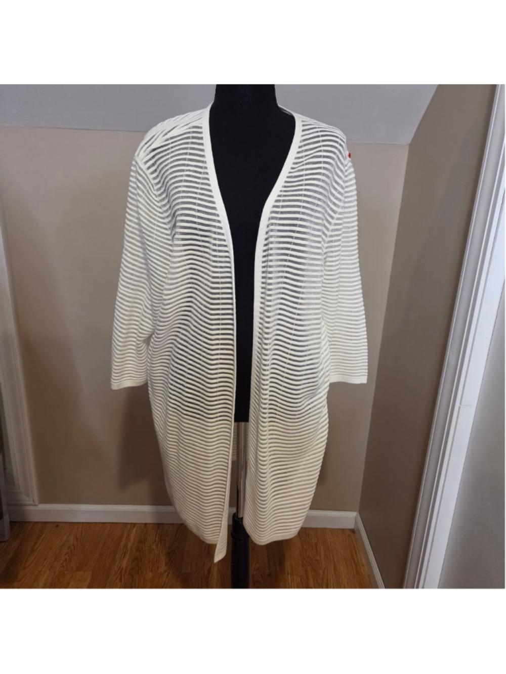 Chico's White Striped Cardigan XL